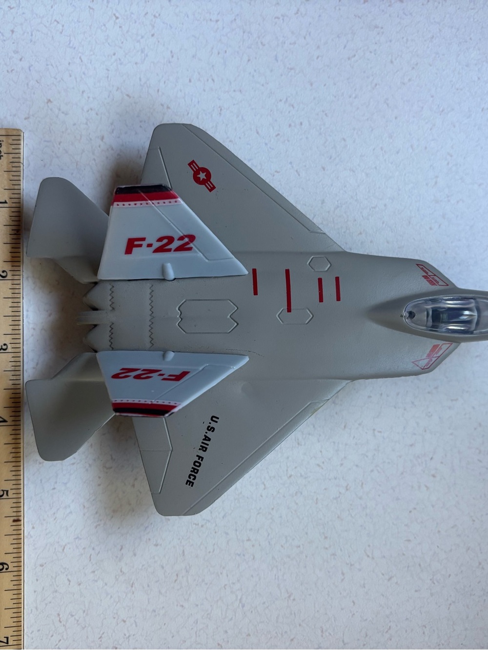 Kids Toy F-22 Jet Fighter - Silver and Red - Picture 7 of 10